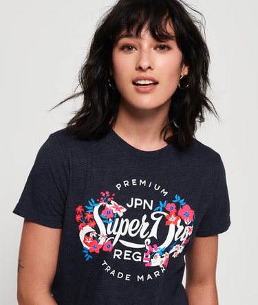 Premium T-Shirt mit Schriftzug und Blumen-Print Image 3