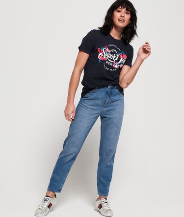 Premium T-Shirt mit Schriftzug und Blumen-Print Image 4