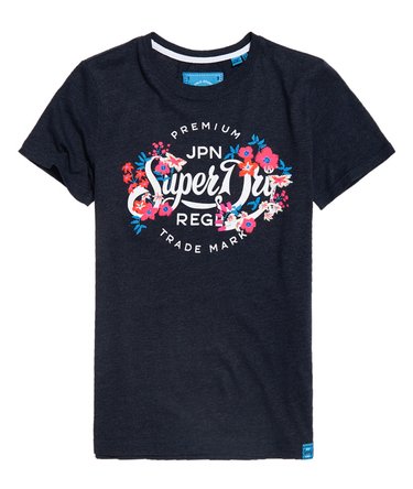 Premium T-Shirt mit Schriftzug und Blumen-Print Image 2