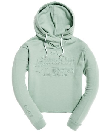Sweat à capuche court à logo vintage en relief College Image 2