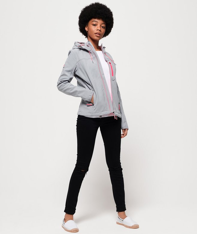 SD-Windtrekker Kapuzenjacke für den Sommer grau meliert/neonpink