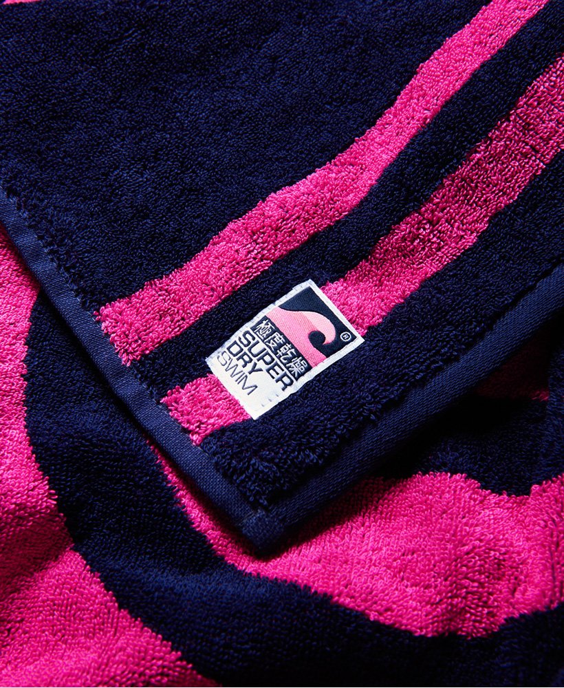 womens Stripe Beach Towel in Navy/Pink | Superdry UK