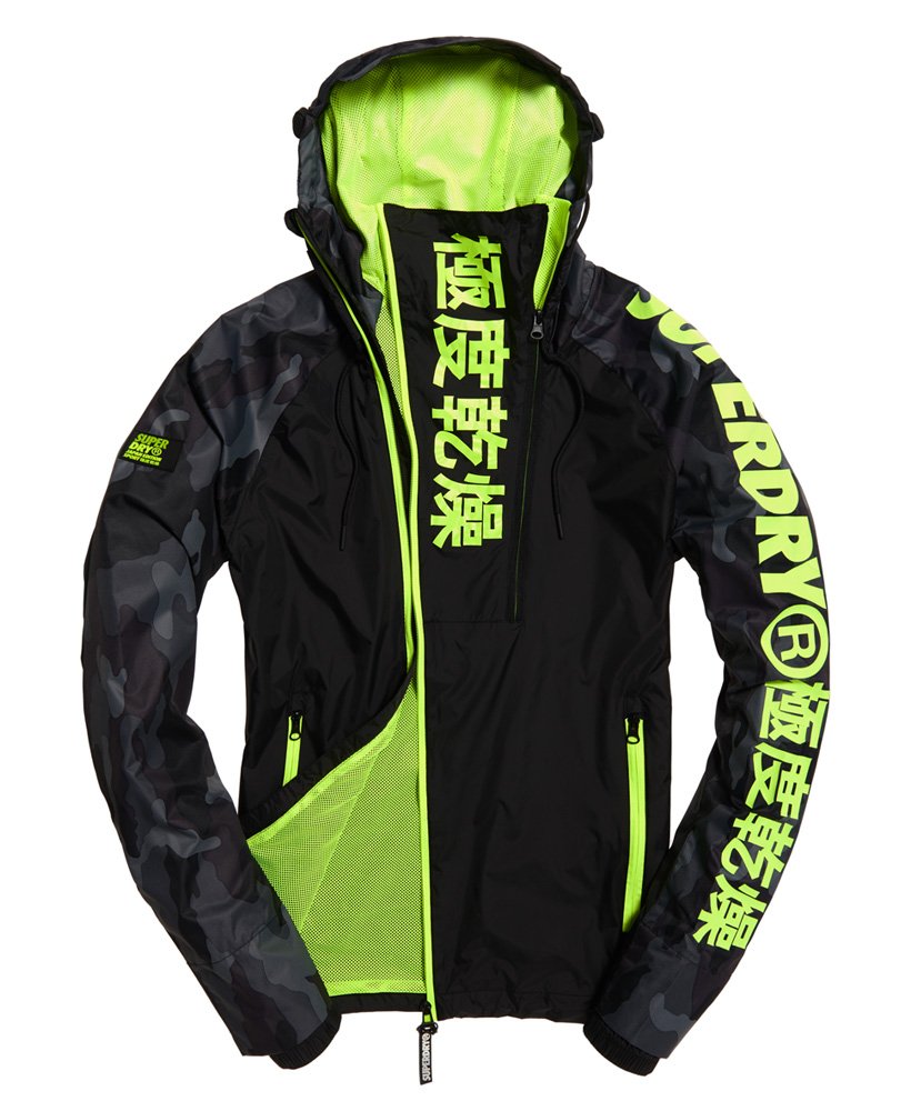 mens Japan Edition Cagoule in Black Camo/Reflex Yellow | Superdry