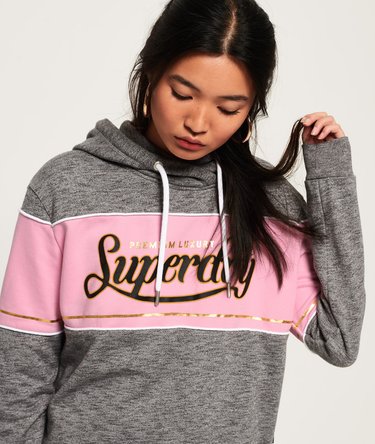 Premium Luxe Colour Block College Crop Hoodie Image 5