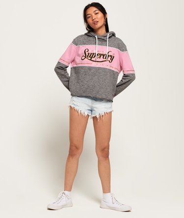 Premium Luxe Colour Block College Crop Hoodie Image 3