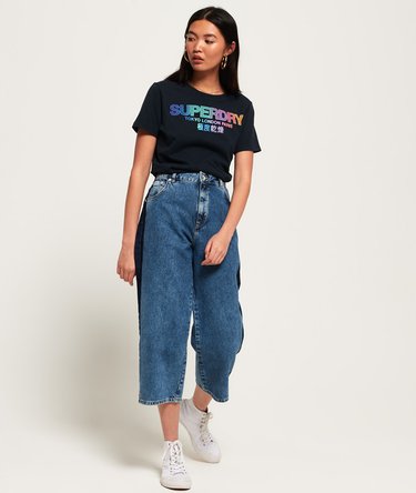 City Nights T-Shirt mit Farbverlauf und geflocktem Design Image 3