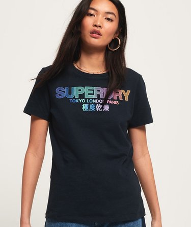 City Nights T-Shirt mit Farbverlauf und geflocktem Design Image 1