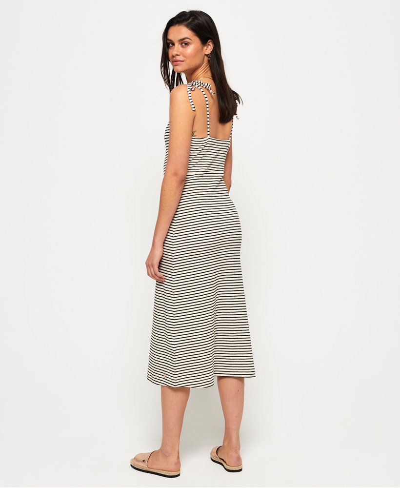 womens Charlotte Button Down Midi Dress in Mono Stripe | Superdry UK