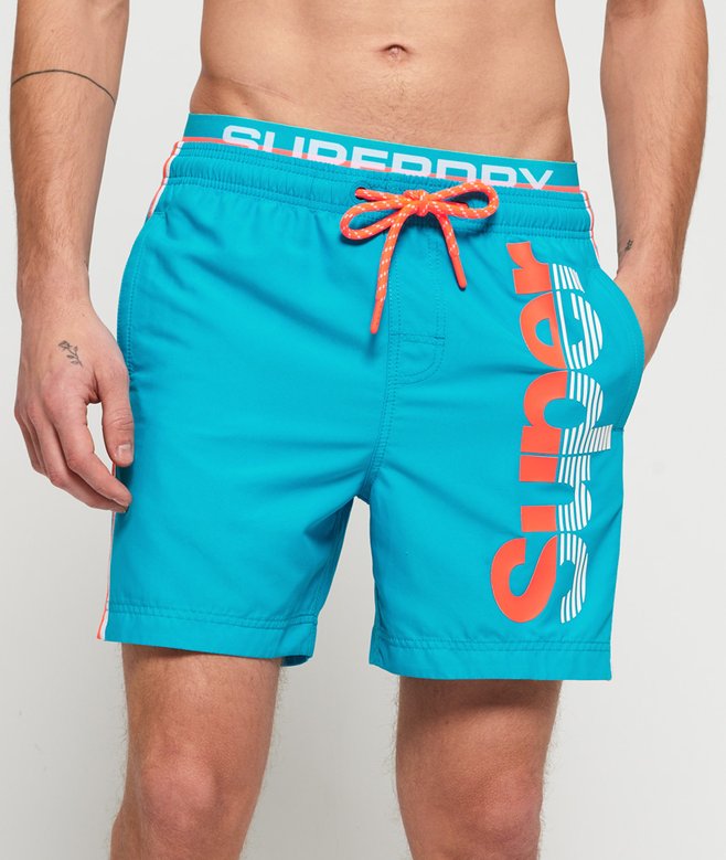 mens Superdry State Volley Swim Shorts in Ocean Blue Superdry CA-EN