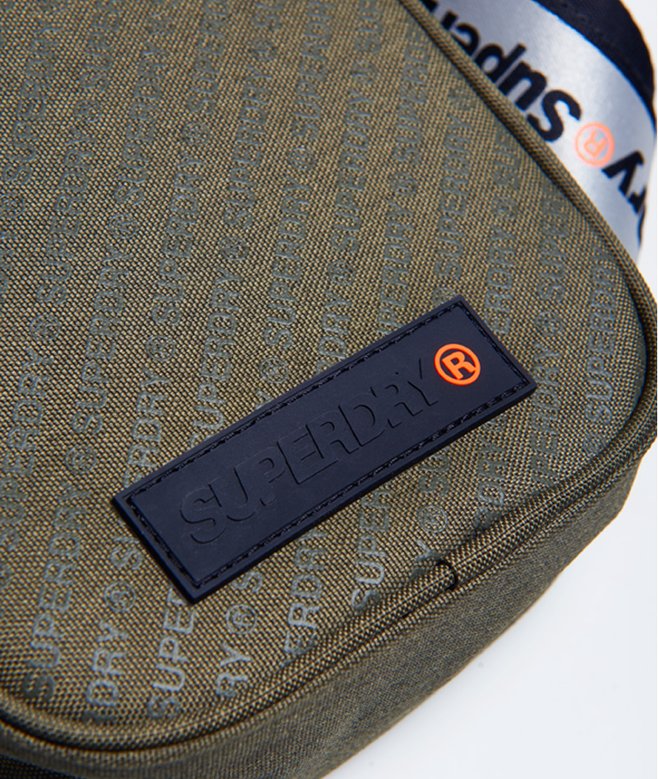 mens Freshman Festival Bag in Dark Green Reflective Superdry US