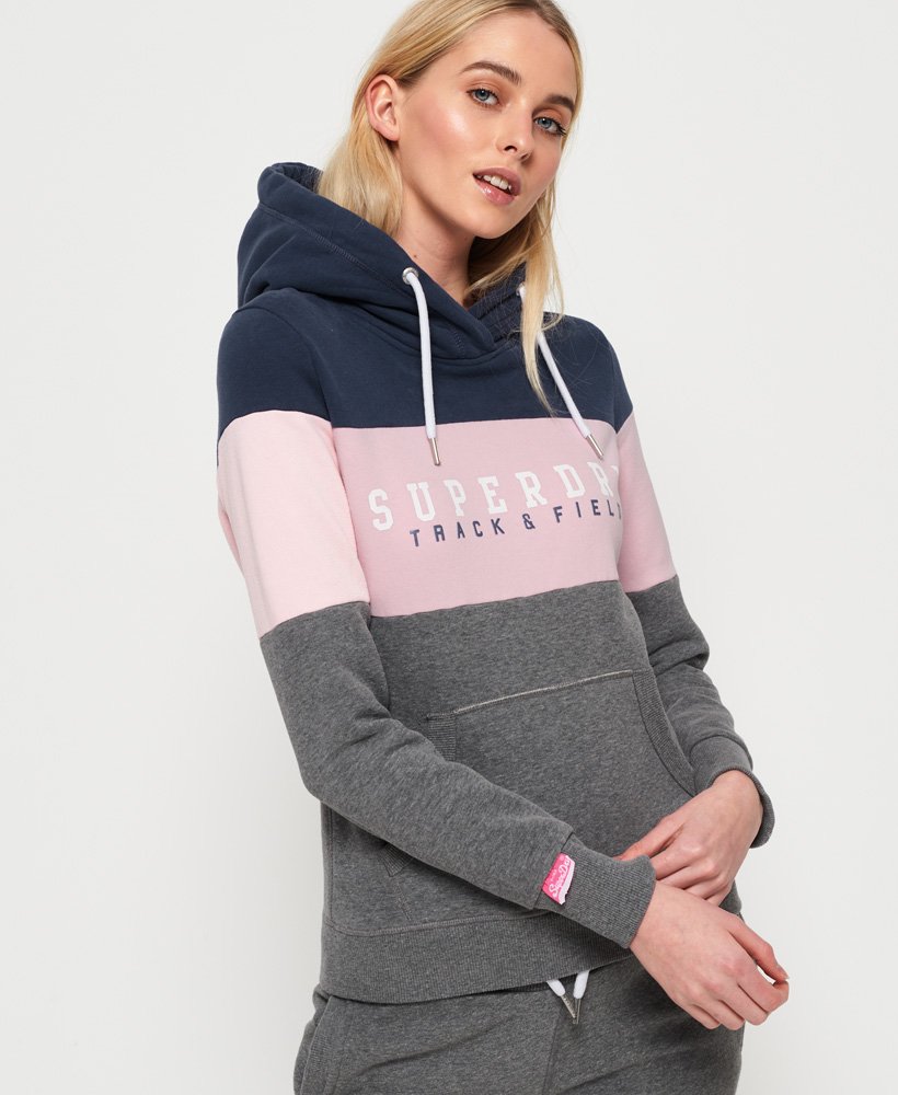 womens Track \u0026 Field Colour Block Hoodie in DARK GREY MARL | Superdry UK