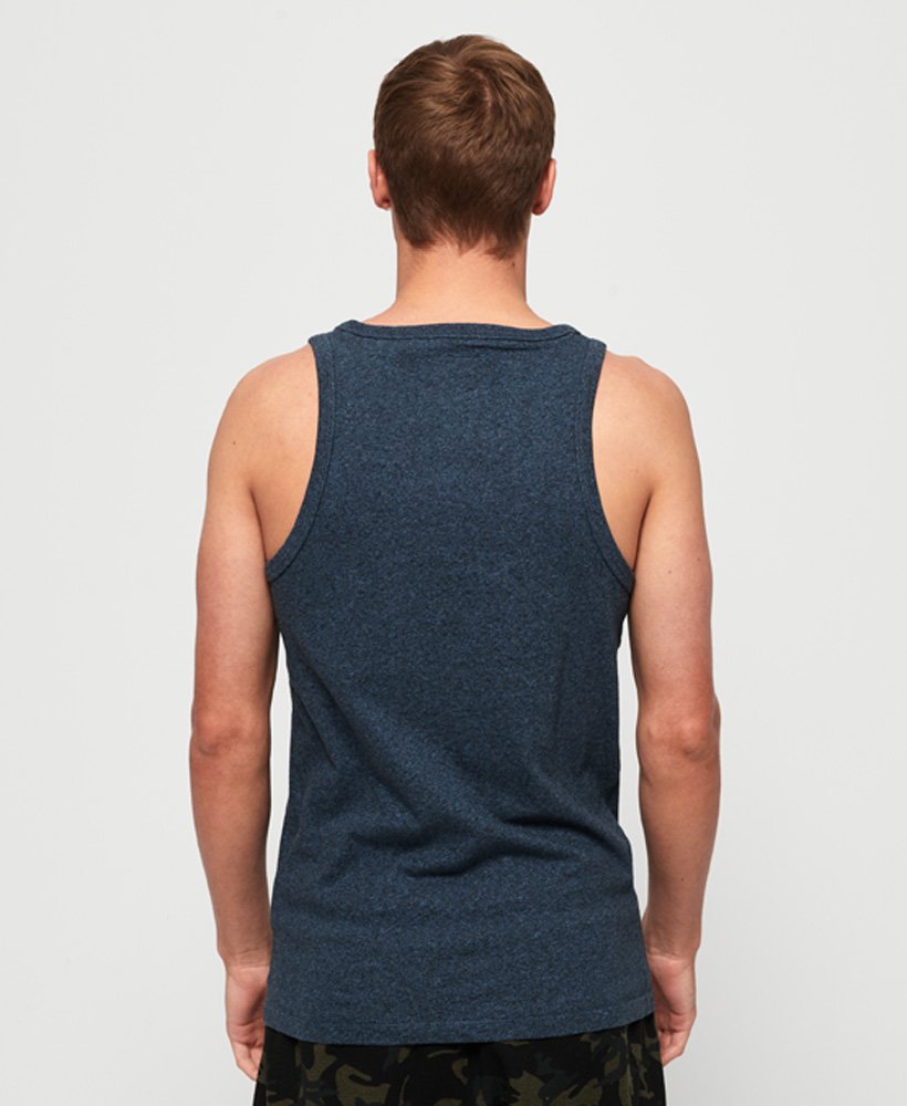 mens Orange Label Vintage Embroidered Vest Top in Woodland Blue