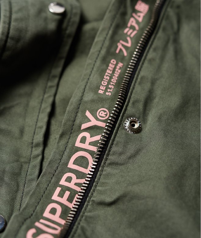 womens Bianca Oversized Parka Jacket in Soft Khaki Superdry US