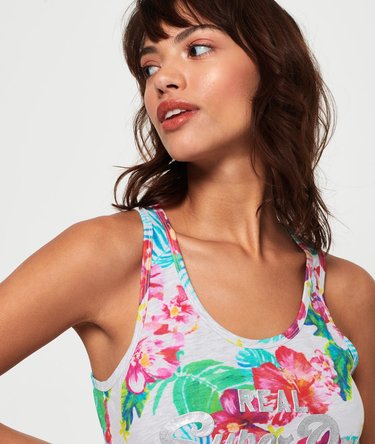 Vintage Tanktop mit Logo durchgehendem Hibiskus-Print Image 5