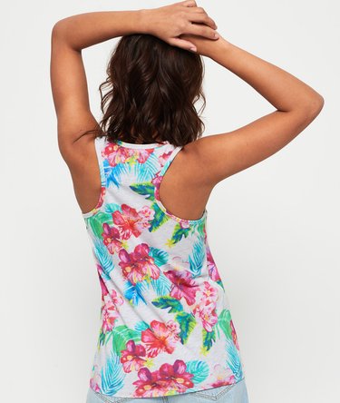 Vintage Tanktop mit Logo durchgehendem Hibiskus-Print Image 4