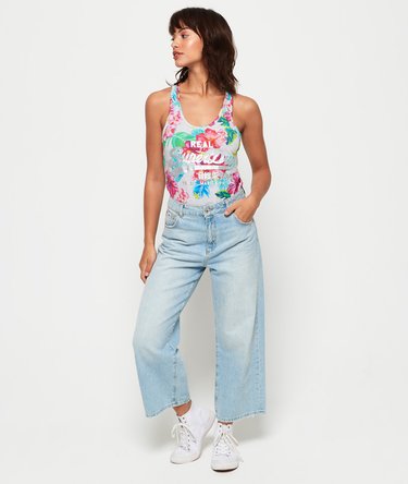 Vintage Tanktop mit Logo durchgehendem Hibiskus-Print Image 3