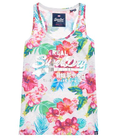 Vintage Tanktop mit Logo durchgehendem Hibiskus-Print Image 2