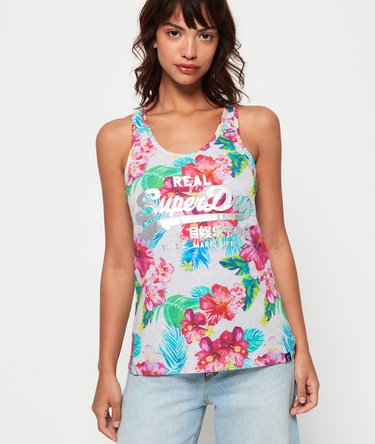 Vintage Tanktop mit Logo durchgehendem Hibiskus-Print Image 1