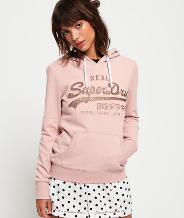 Vintage Logo Glitter Embossed Hoodie Image 1