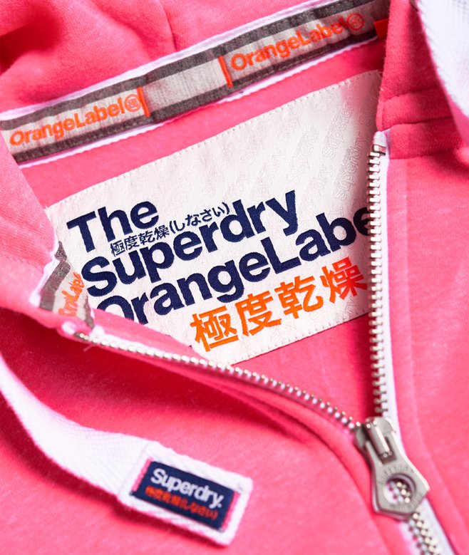 womens Orange Label Primary Zip Hoodie in Casette Pink Snowy