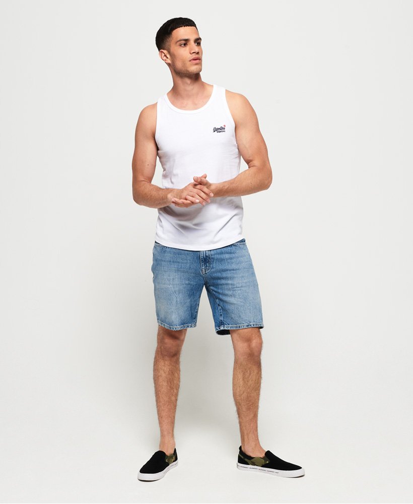 トップス CordingEmbroideryDetail CottonVest mens Organic Cotton Vintage Embroidery Vest Top in OPTIC