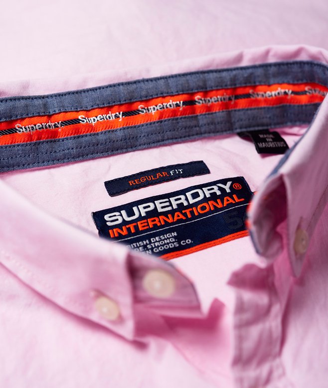 mens International Poplin Long Sleeve Shirt in PINK Superdry UK