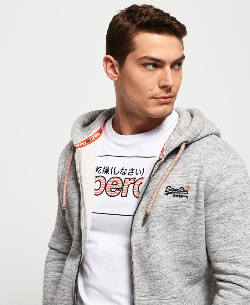 mens Orange Label Classic Zip Hoodie in Ash Grey Heather | Superdry IE