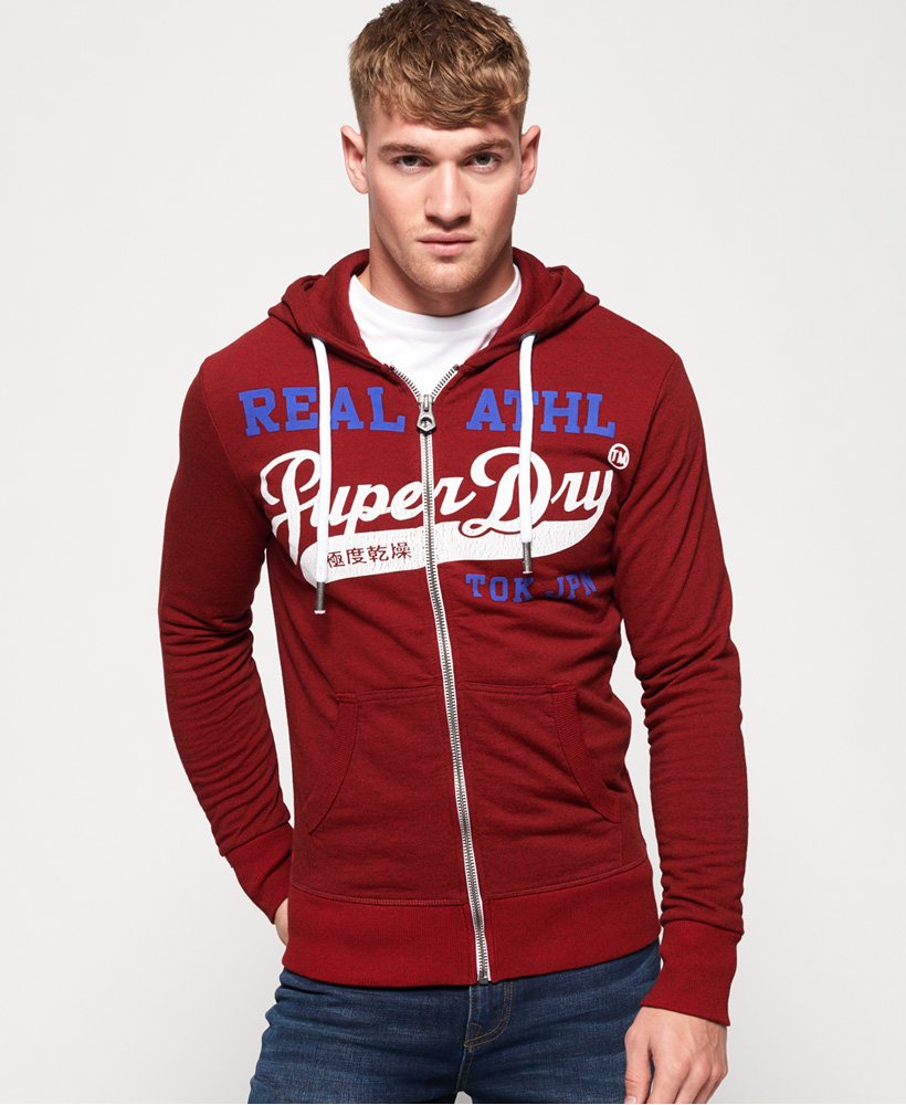 mens Heritage Classic Zip Hoodie in Red Hook Grit | Superdry US