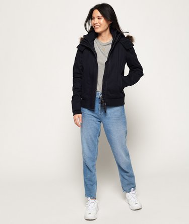 Microfibre Faux Fur Hooded SD-Windbomber Jacket Image 2