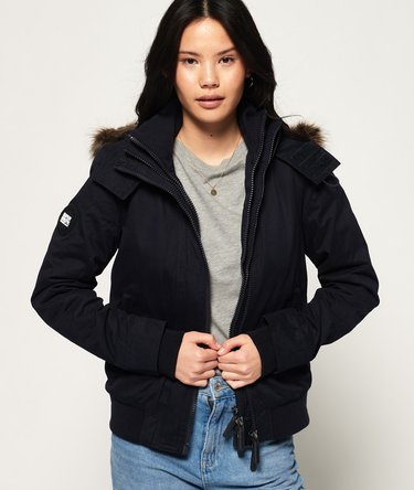 Microfibre Faux Fur Hooded SD-Windbomber Jacket Image 1