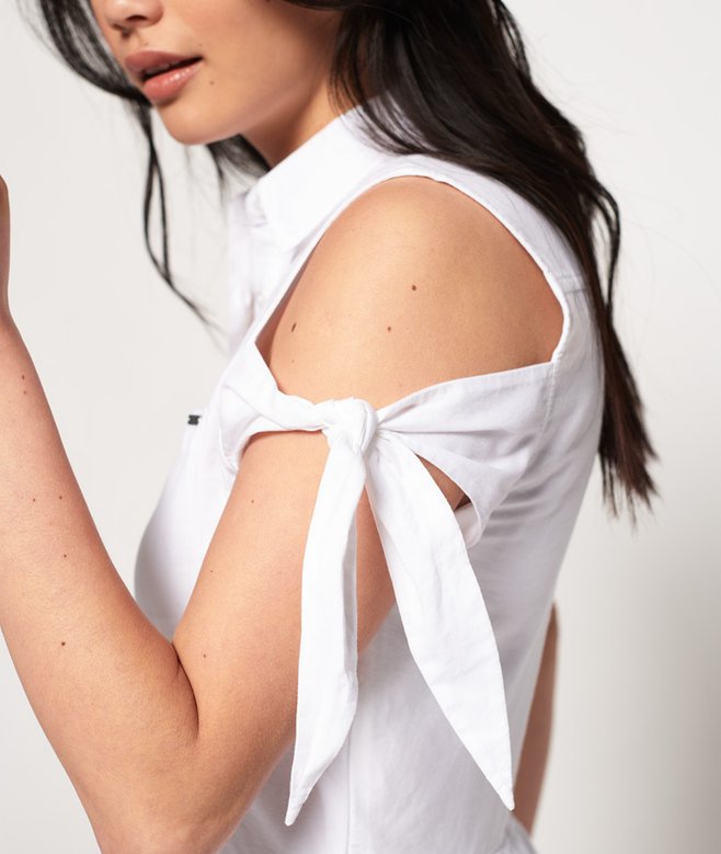 womens Embroidered Shirt Dress in WHITE | Superdry US