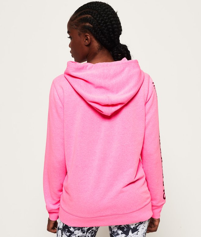 womens Core Sport Zip hoodie in Sugar Pink Marl Superdry UK