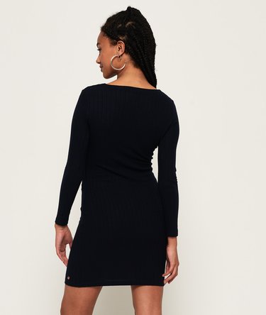 Vestido mini de canalé abotonado Image 3