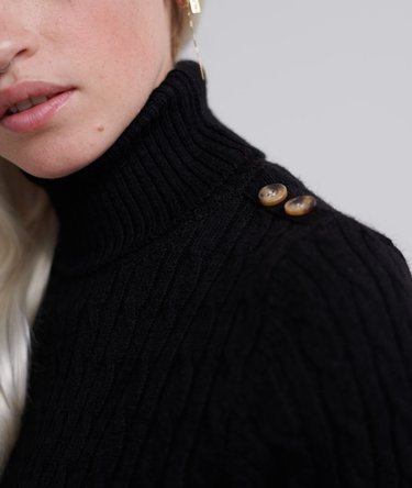 Jersey de cuello vuelto en punto trenzado Croyde Image 7