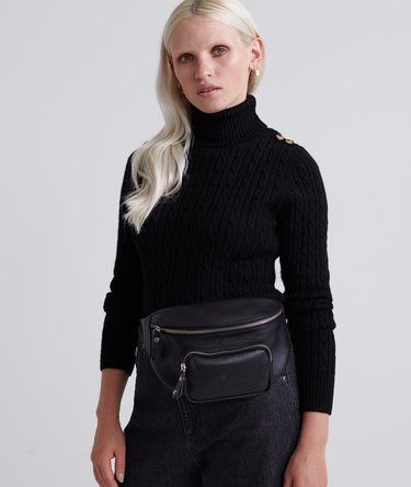 Jersey de cuello vuelto en punto trenzado Croyde Image 2