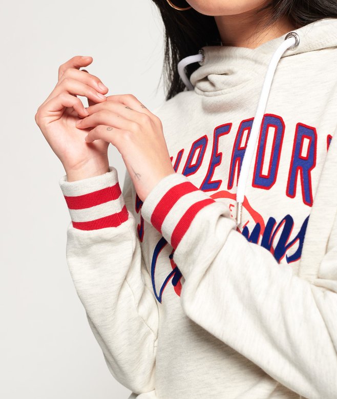 Sweat à Capuche Cropped Superdry Femme - Riche Chiné écarlate Taille 14 - Neuf Avec étiquettes