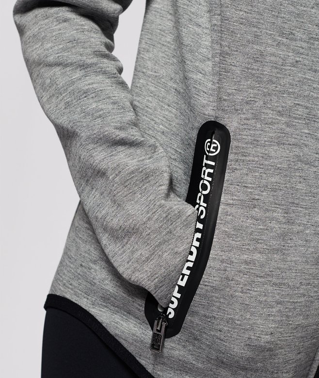 Superdry Felpa Corta Girocollo Gym Tech USA – Grigio Polvere, Taglia S, Donna, Con Dettagli Riflettenti - 3