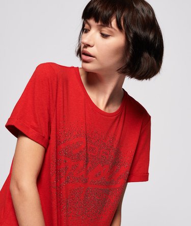 Super Script Rhinestone Scatter Boxy T-shirt Image 2
