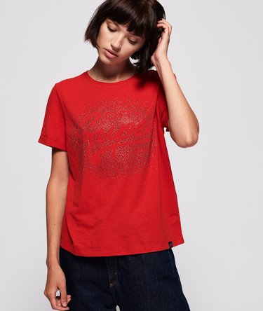 Super Script Rhinestone Scatter Boxy T-shirt Image 1