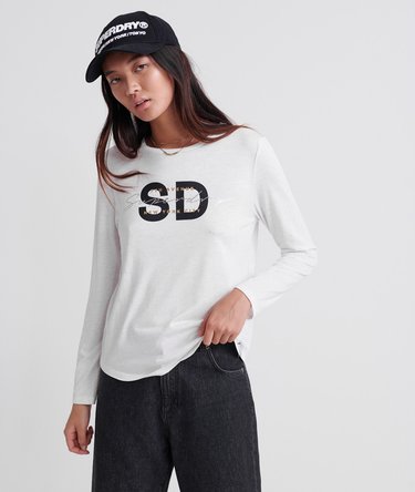 Błyszcząca bluzka z długim rękawem i nadrukiem Image 2