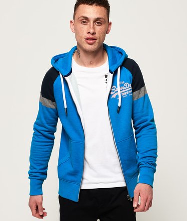 mens Vintage Logo 1st Raglan Zip Hoodie in Riviera Royal Marl - Main Image