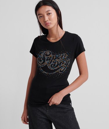 Classic Script Rhinestone Scatter T-Shirt Image 1