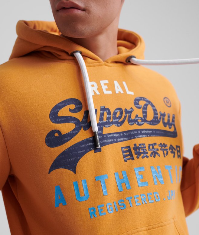 mens Vintage Authentic Tri Hoodie in Golden Yellow Superdry UK