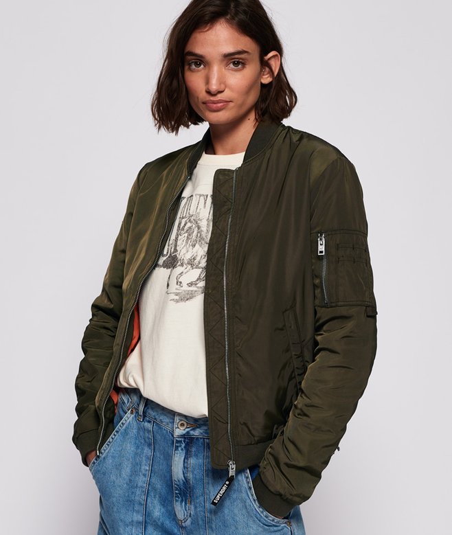 womens Carrie Bomber Jacket in KHAKI Superdry UK