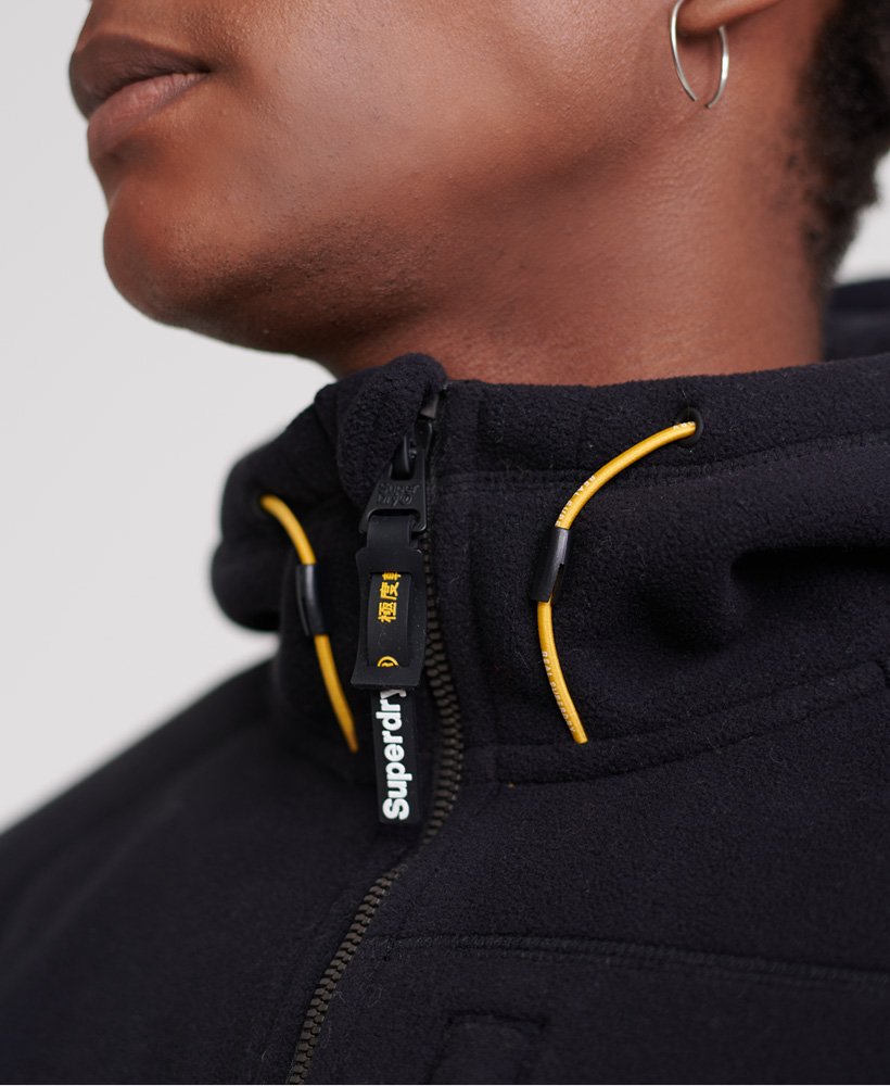 mens Polar Fleece Zip Hoodie in Black | Superdry UK