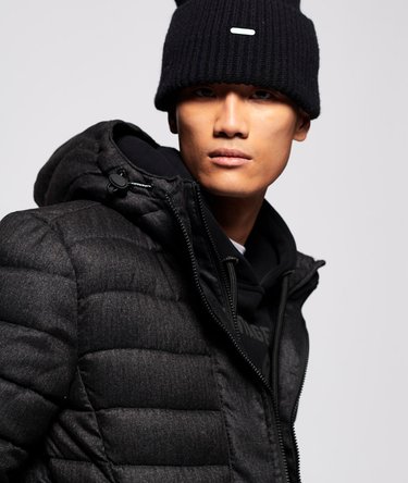 Fuji Tweed-Jacke mit Kapuze und Doppelreißverschluss Image 3