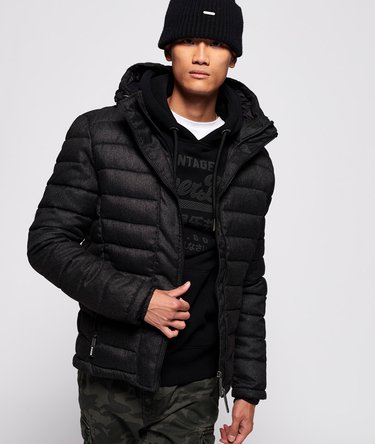 Fuji Tweed-Jacke mit Kapuze und Doppelreißverschluss Image 1
