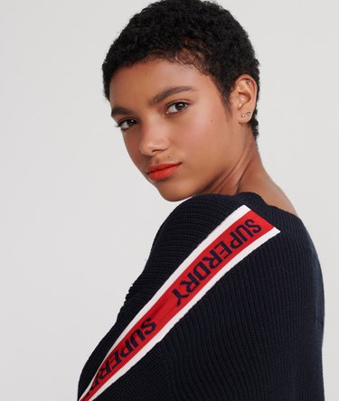 Sportowy sweter z taśmą i dekoltem w serek Image 5