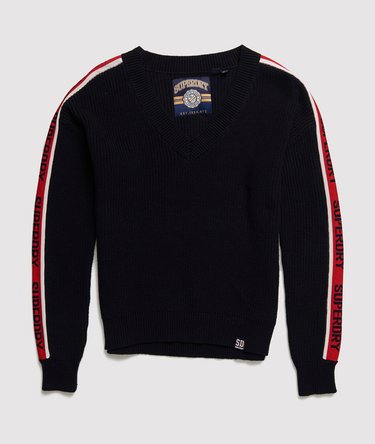 Sportowy sweter z taśmą i dekoltem w serek Image 2