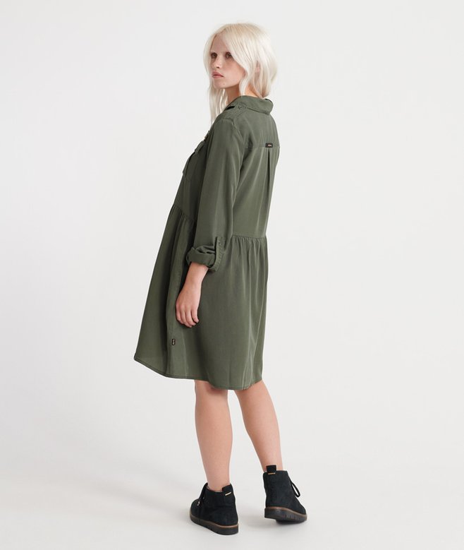 Superdry Robe Chemise Militaire Femme Robe Chemisier Militarykaki